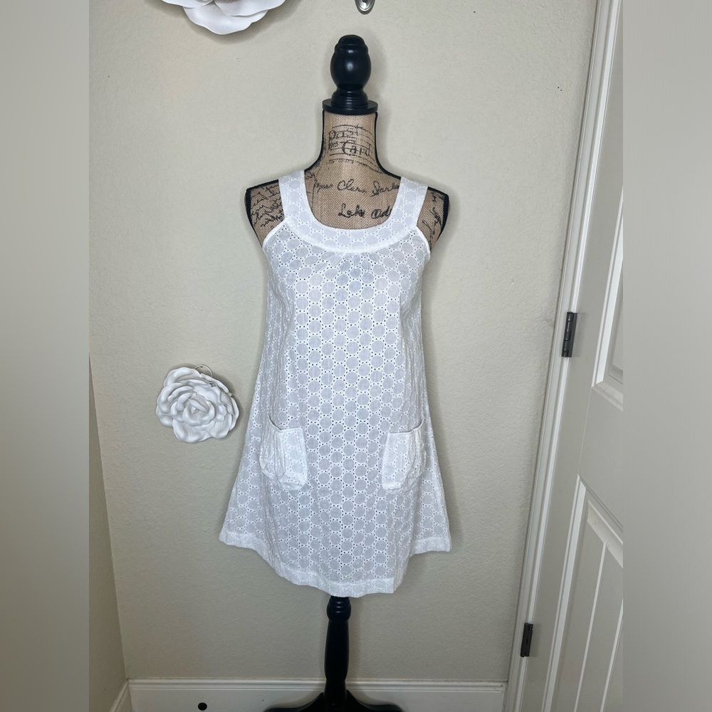 Mud Pie Bag Lady NWT White Eyelet Pullover Swimsuit Cover Up Size Small